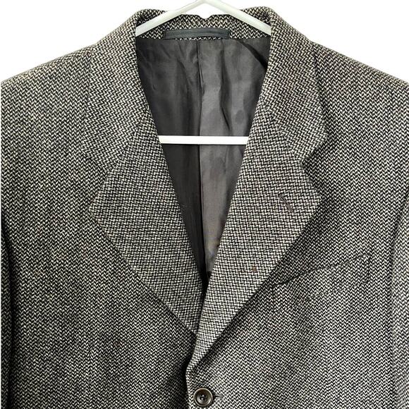 Armani Collezioni Brown Herringbone Stripe Blazer Mens Size EU 52R Wool Silk - Picture 4 of 13